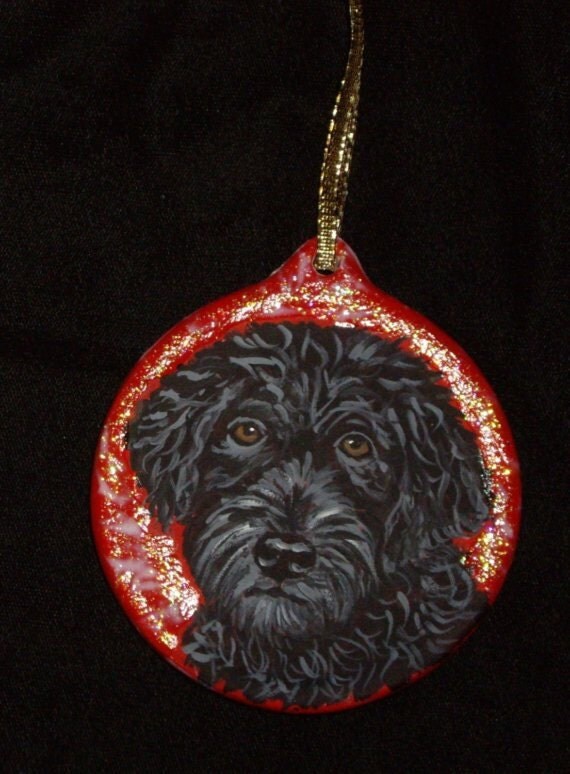 portuguese water dog custom painted ceramic christmas ornament portuguese water dog custom painted ceramic christmas ornament