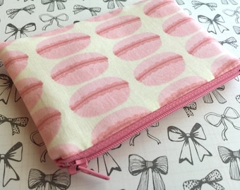 Macarons change purse - Pink macarons - pink zipper pouch - small change purse - french macaron - coin purse - cute pouch