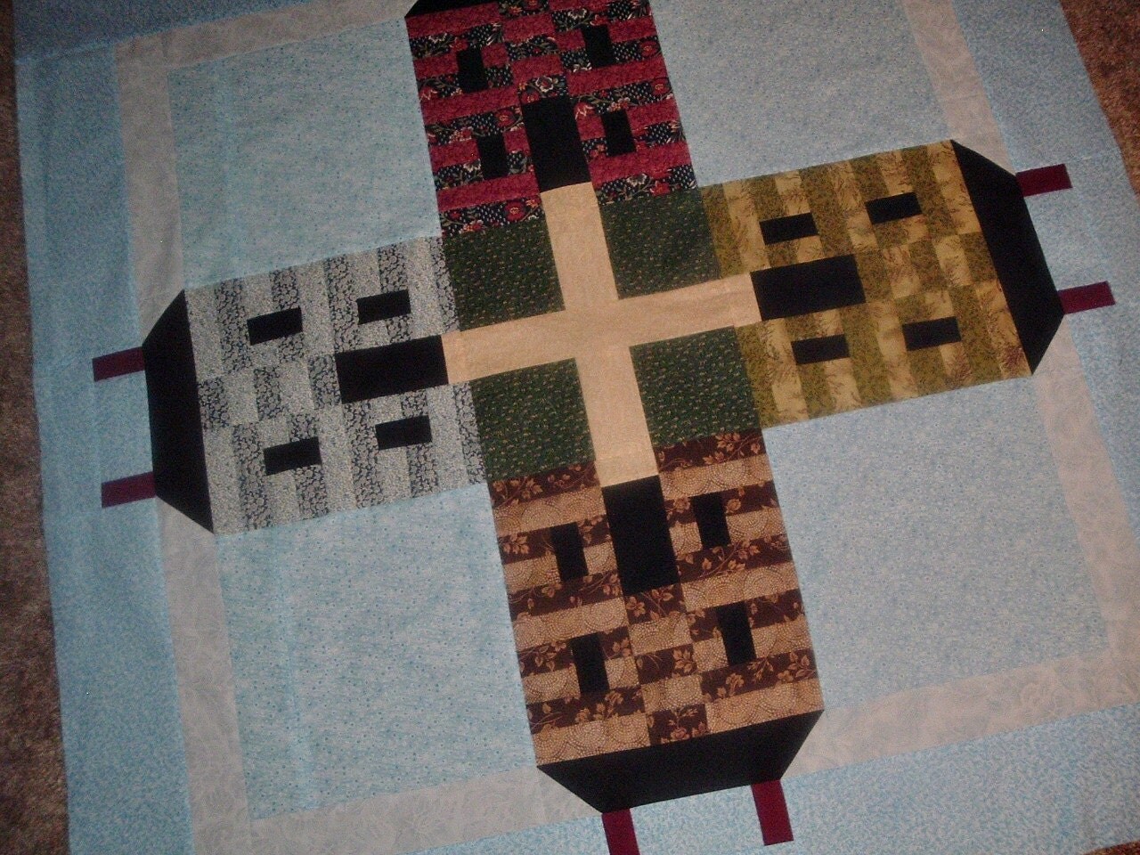 Quilt Top to Finish Lincoln Log Cabins 42 x 42 inches