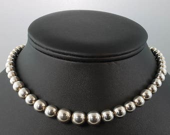Vintage! Sterling Silver Tiffany & Co.Graduated Bead Necklace