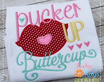 Pucker Up Buttercup Applique Design 4x4, 5x7, 6x10, 8x8