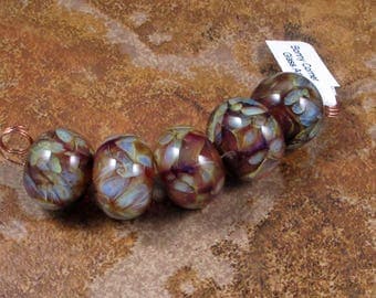 5 Boro Round Beads - Amber Purple