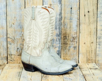 Dan Post Boots, Us 10, Uk 9, Eu 44, Mens Boos, Leather Cowboy Boots, Grey Boots, Cream Boots, Man Cowboy Boots 10, Mens Western Boot, MEXICO