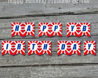 American Ninja Warrior Birthday Banner | Printable Party Banner | Sign | Parkour | Digital Download | Red White Blue | Instant Download