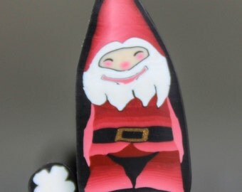 SMALL Santa Claus Polymer Clay Cane (26B)