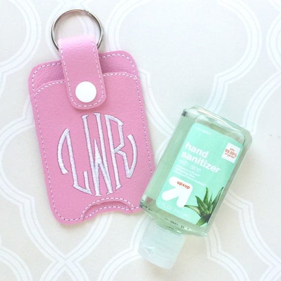 Personalized Monogram keychain fits 2oz hand sanitizer holder