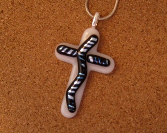 Dichroic Cross Pendant - Fused Glass Cross - Dichroic Jewelry - Dichroic Necklace - Fused Glass Necklace - Dichroic Cross - Religious