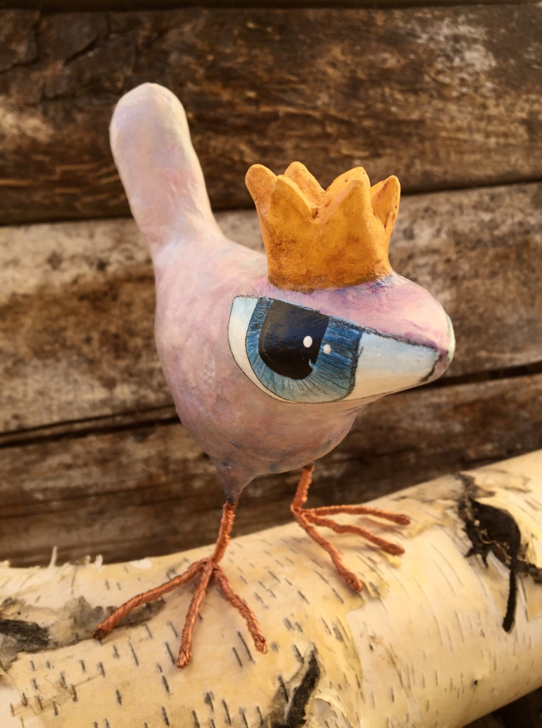 Paper Mache Art Sculpture Dorothy A Big Eyed Bird