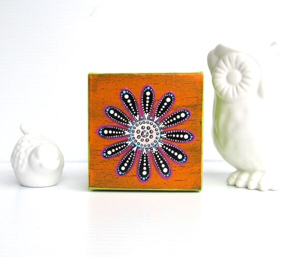 Orange art 4x4 painting on canvas Flower