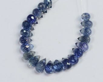 Natural Light Blue Sapphire Faceted Teardrop Briolette Beads (23)