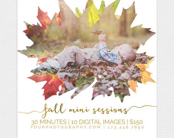 DIY Fall Mini Session Template, Fall, Autumn, Instant Download, Photographer Marketing, Photoshop, Facebook, PSD, Mini Session, Leaves