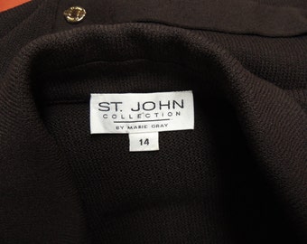 ST JOHN Marie Gray sz 14 Chocolate Brown 2pc Pantsuit