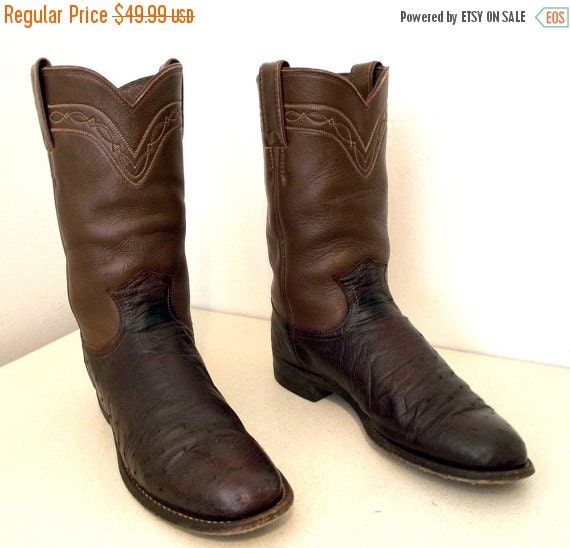 SALE Rich Brown Justin cowboy boots with by honeyblossomstudio