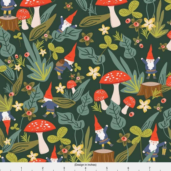 Gnome Fabric Woodland Gnomes By Shelbyallison Gnome Cotton