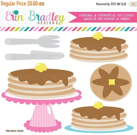 50% OFF SALE Pancake Party Clipart Clip Art Personal & Commercial Use Instant Download Il_570xn