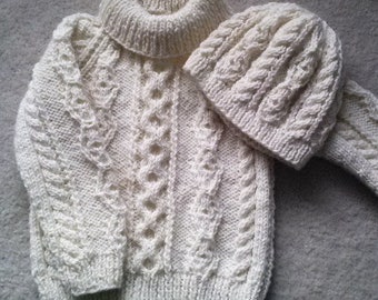 Donal child's traditional aran sweater PDF knitting pattern