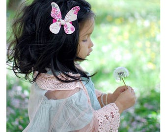 Floral Print Faux Leather Butterfly, Hair Clip, Headband, Baby Bow, Summer Hair Accessories for Girls