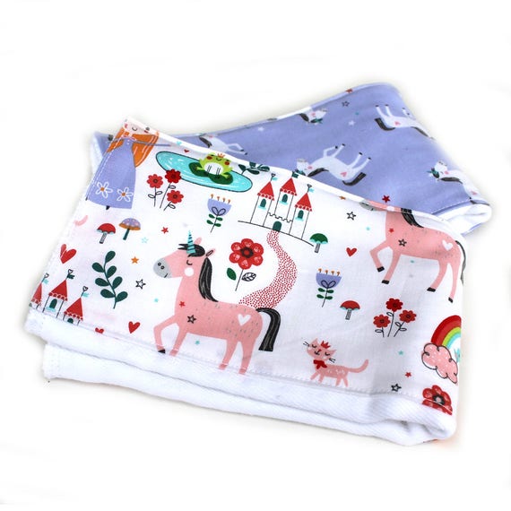 Unicorn Burp Cloths - Pink Purple Diaper Burp Cloth set of 2 // Baby Shower Gift // Pink Burp Cloth / Princess Burp Cloth /Girl Burp Cloths