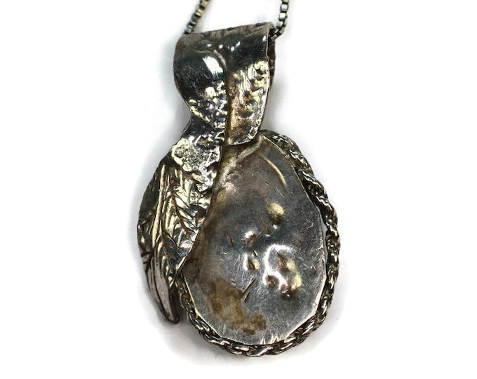 Topaz Green Dichroic Glass Sterling Pendant NA Style Necklace Art Glass Vintage