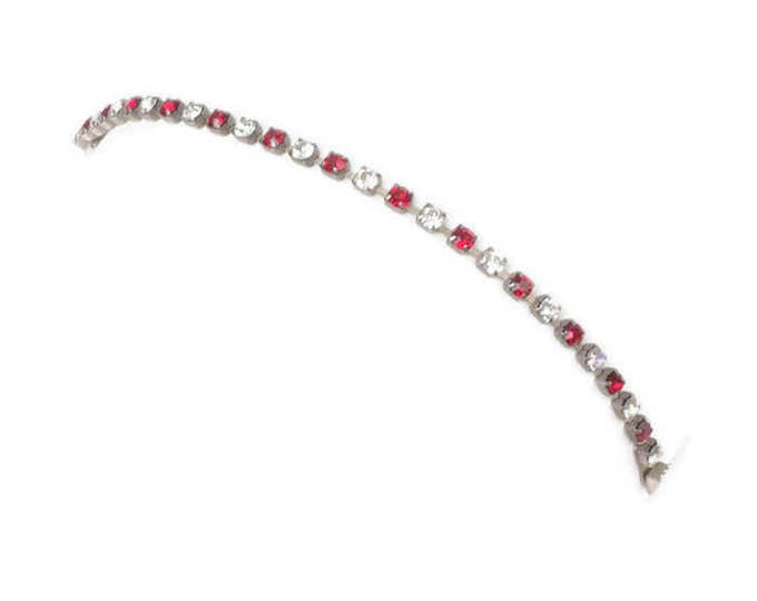 Red and Clear Crystal Rhinestone Bracelet Line or Tennis Bracelet
