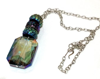 Bejeweled Stacking Necklace/ Large Sparkling Necklace / Elegant Necklace / Glass crystal Necklace/ Silver Necklace / Pandora Charms