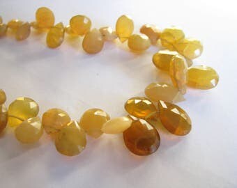 Natural Yellow Peruvian Opal, faceted pear briolettes, 7 inches, 11.5-12.5mm (w61)