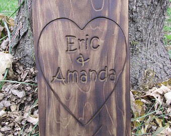 Personalized Wedding Gift Couples Name Signs Heart 3D CARVED Custom Wooden sign Established burnt distressed sign gifts for her lovejoystore