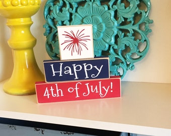 Happy 4th of July Stackers- 4th of July Decor, Fourth of July Decor, Americana, Summer Decor, 4th of July sign, Fourth of July Sign,