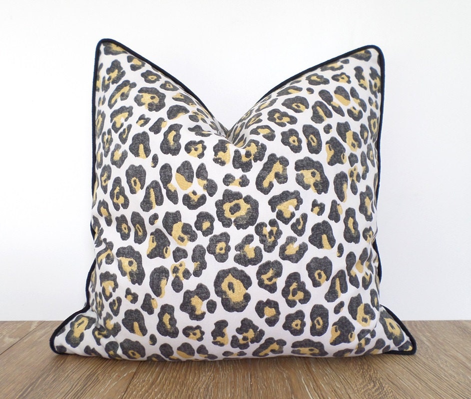 Animal print pillow cover 20x20 for office decor black and