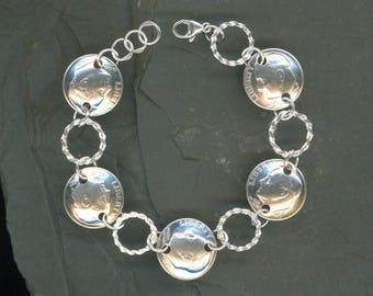 1977 Dime Coin Twisted Silver Bracelet 40th Birthday Gift Jewelry Women 40th Birthday Gift For Her Jewelry Gifts Wife 40th Anniversary Gifts