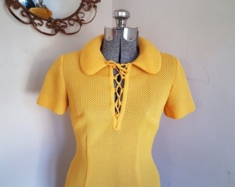 Vintage Yellow Dress Peter Pan Collar