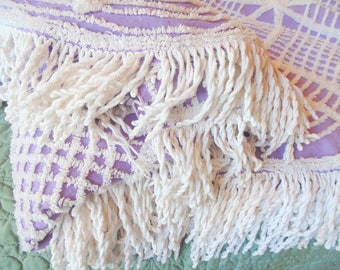 Purple. Chenille Bedspread. Fringed Chenille. Lavender. Fringed Bedspread. Full Bedspread. 94 x 100. Bedspread. 1960s. 1970s.