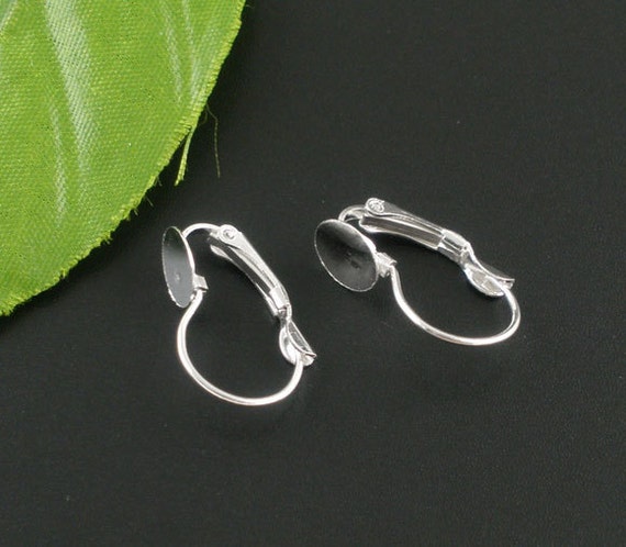 50 pcs. Silver Plated Earring Clips Settings Lever Back Posts