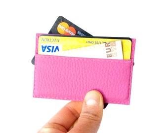 Vegan leather credit card holder, pink credit card case, womens credit card holder, pink credit card sleeve, vegan wallet, SELECT COLOR