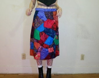 vintage 60s patchwork stained glass skirt size L