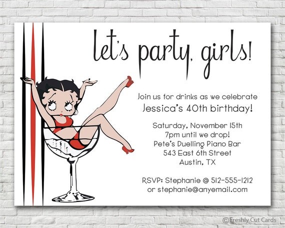 Party on with Betty Boop Invitation - Printable or Printed (w/ FREE Envelopes) Il_570xn