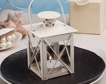 Set of 50 mini metal lantern favors, Love Lights the Way, Barn wedding, cream, candle, beach, outdoor, destination wedding, Party Favor