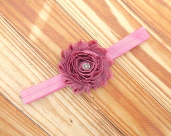 Mauve headband - Small headband - Dainty headband - Baby girl Dusty rose headband - Newborn headband - Baby girl headband - Rose color baby