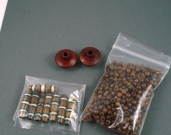 Destash Wood Tube and Focal Beads with Small Wood Spacer Beads
