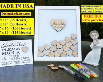 Baby Shower Guest Book Alternative - Personalized Baby Shower Guestbook - Baby Shower Guest book Drop Box - Hearts Guest Book