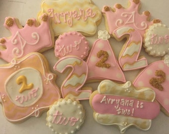 Pink and Gold Birthday Cookies, 1st birthday, pink and gold first birthday, pink and gold baby shower, first birthday, cookie favor, cookie