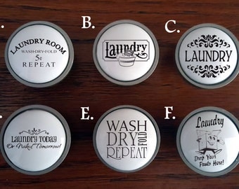 Custom Laundry cabinet knobs / Custom Laundry doors / Custom Cabinet knobs and pulls / Bathroom knobs / Vintage advertisement cabinet knobs