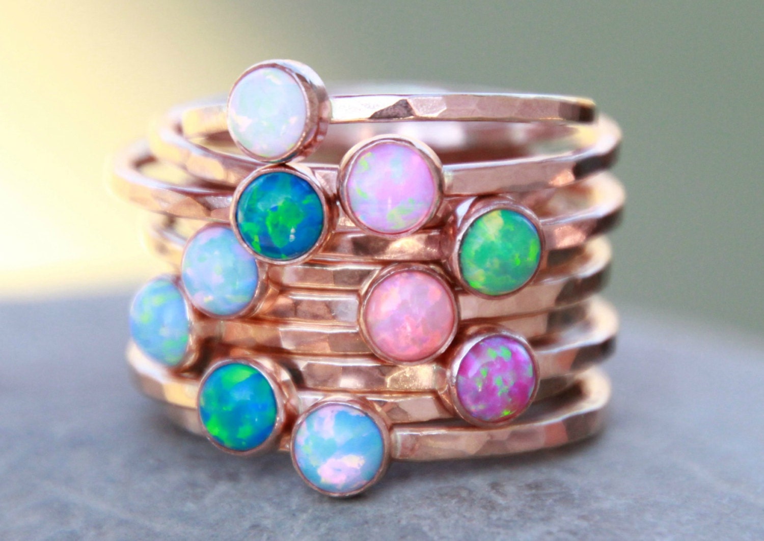 ROSE GOLD OPAL Stacking ring Opal ring Pink Gold Opal Ring