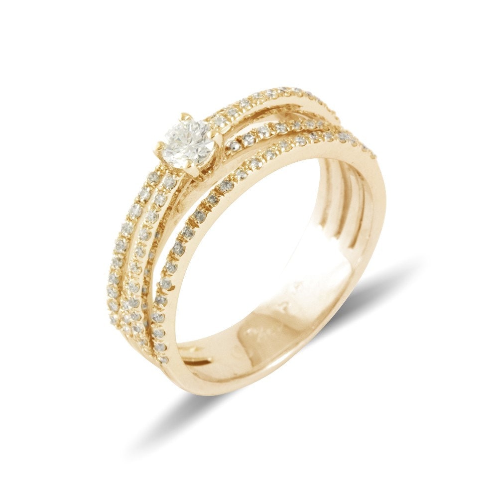 Crossover engagement ring crossover diamond ring yellow gold