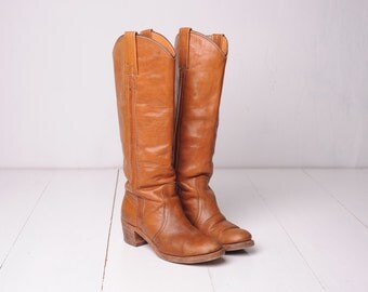 Vintage Frye Brown Leather Campus Boots, Made in USA, Womens 7 / ITEM329