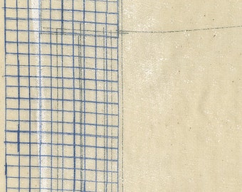 Nani Iro Cozy Bed of Grass in "Elementary" checks and lines in blue on natural, cotton double gauze neppu fabric, by the yard