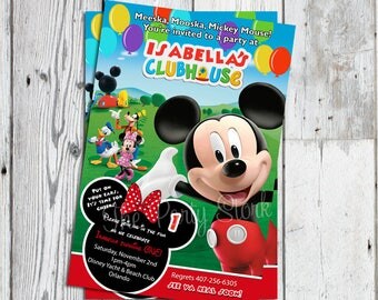 Mickey Mouse Clubhouse Invitations with Minnie, Printable Minnie Mouse Invitation, Mickey Mouse Clubhouse Birthday Invitations, Printable