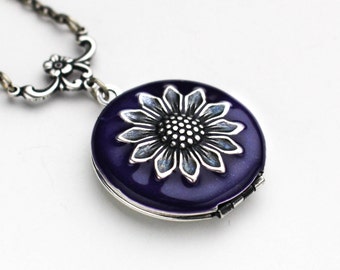 Sunflower Necklace, Sunflower Locket Necklace, Sunflower Locket, Sunflower Jewelry, Sunflower Pendant, Birthday Gift, Bridesmaid Gift