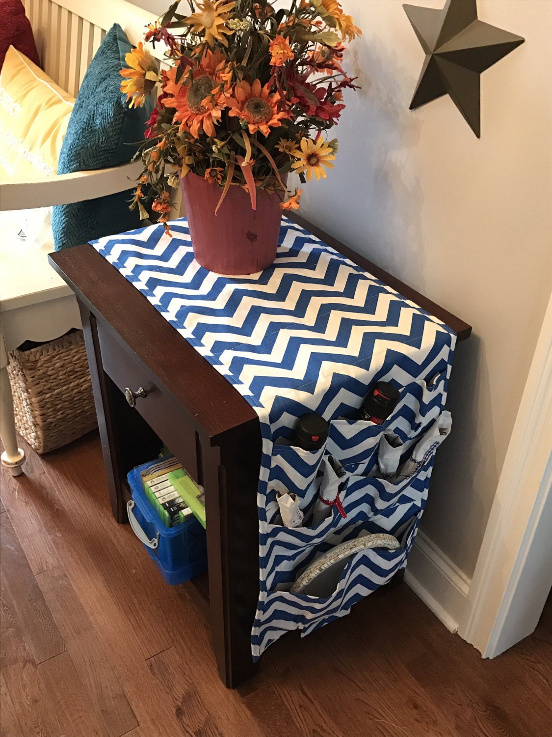 64 Inch Dorm Room Table Runner Pocket Organizer Nightstand