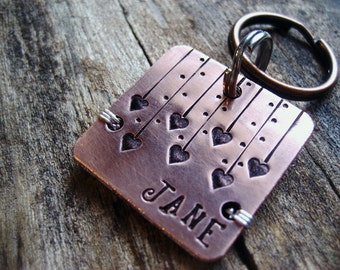 Copper Pet Id Tag - Unique Pet Id Tag - Dog Id Tag - Cat Id Tag - Handstamped Pet Id Tag - Id Tag - Heart Stamped Pet Tag - Aluminum Backer